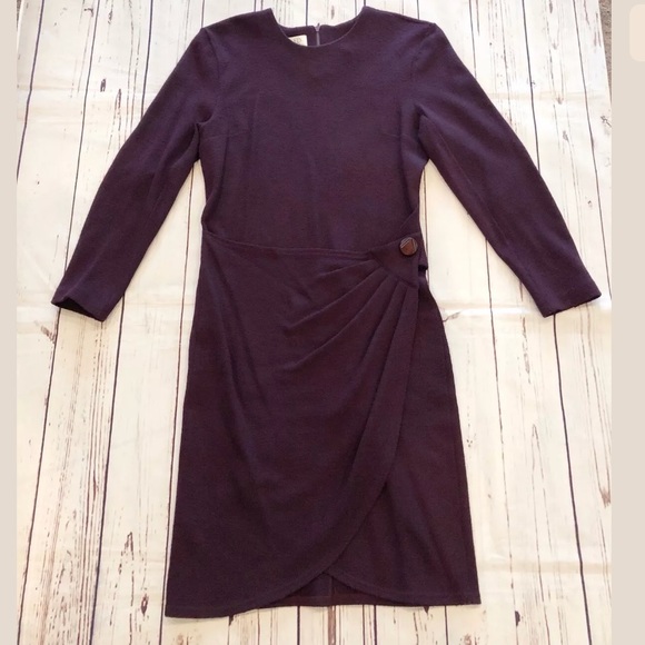 CHAR Dresses & Skirts - CHAR Wool Dress 6 Purple Wrap Long Sleeve #399